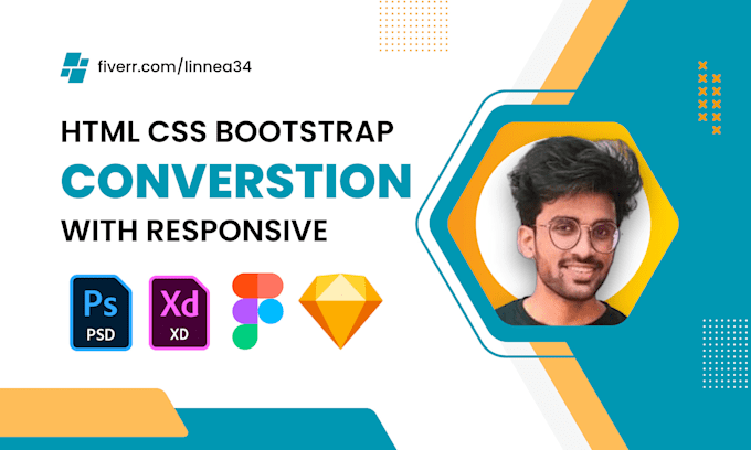 Convert any design into html or react with responsive by Linnea34 | Fiverr