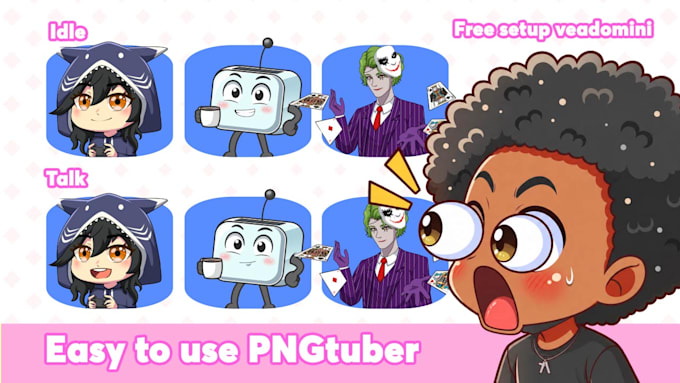 create a cute anime chibi pngtuber or giftuber for streamers
