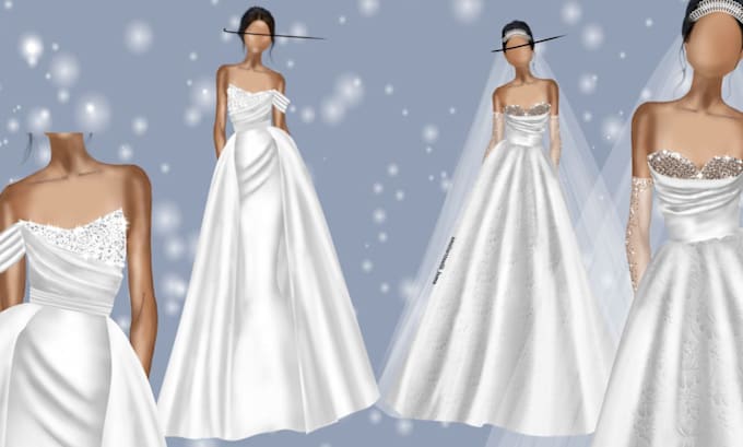 draw creative bride and bridesmaid fashion illustrations