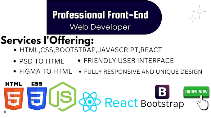 Be your front end developer using html css bootstrap reactjs by ...