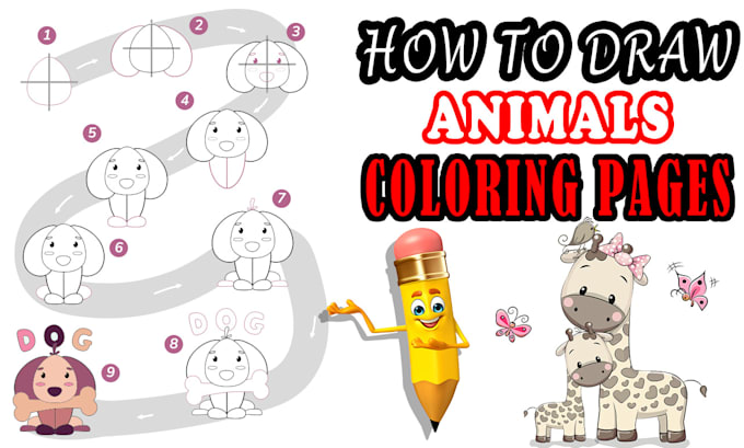 create how to draw animals coloring pages