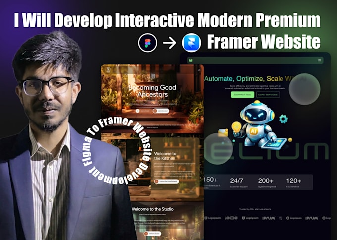 turn figma to framer parallax scrolling animated website redesign