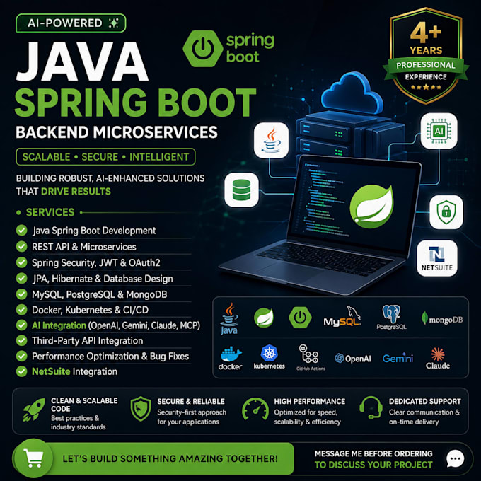 develop java spring boot backend microservices
