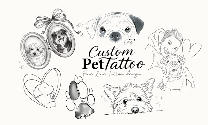 design a custom pet tattoo in fine line art from your photo