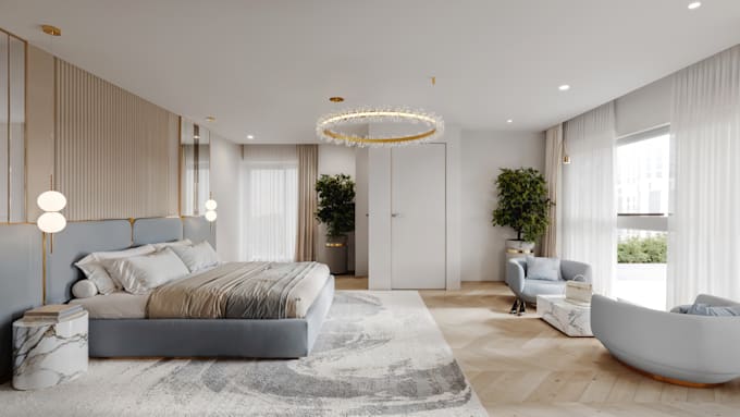 create photorealistic 3d rendering bedroom