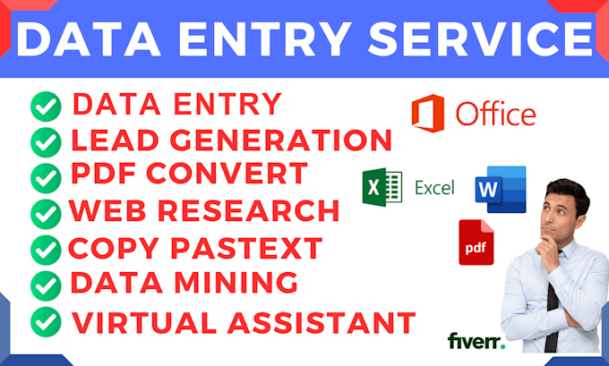 Do fast accurate excel data entry, copy paste, web research by Data ...