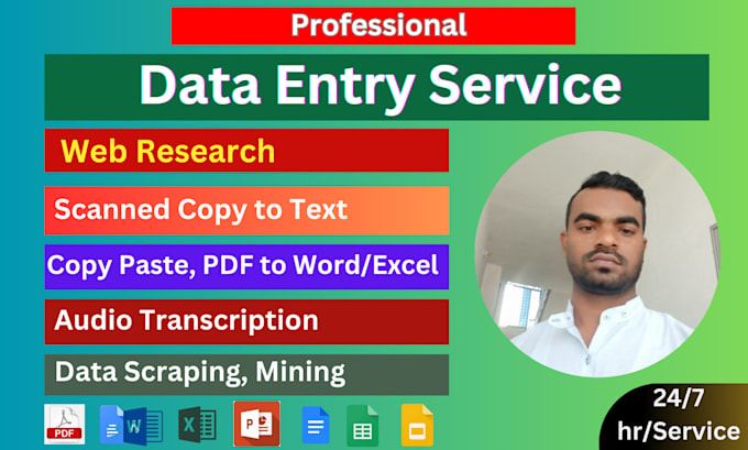 do professional data entry, web research, and excel data entry job