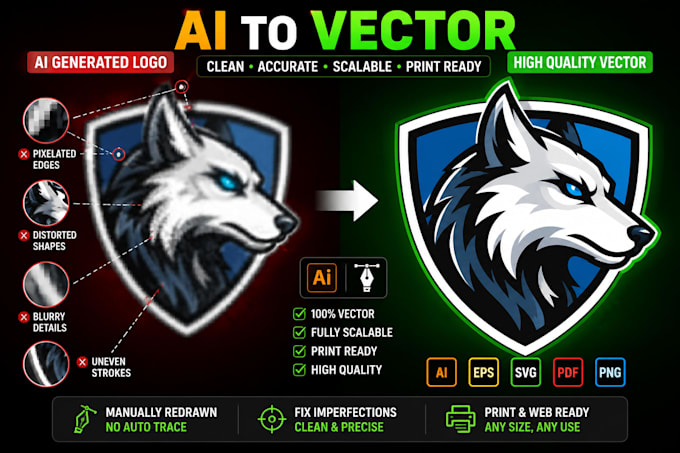 redraw and convert your ai generated logo to vector