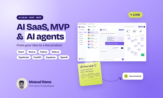 develop ai saas mvp, ai agent, mcp, ai web using react, next, python, node js
