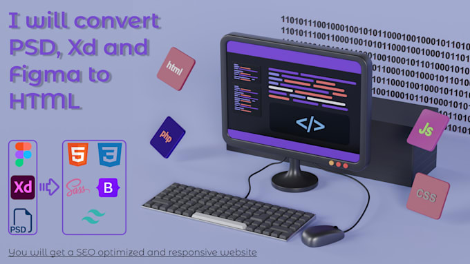 Convert figma to html and css, psd to html and css website by ...