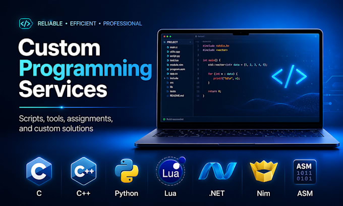 develop c cpp net python lua asm and nim programs