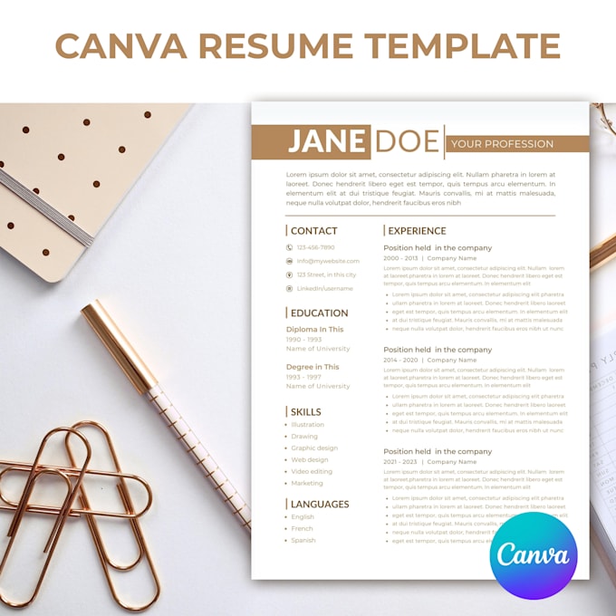 design custom resume CV design using canva