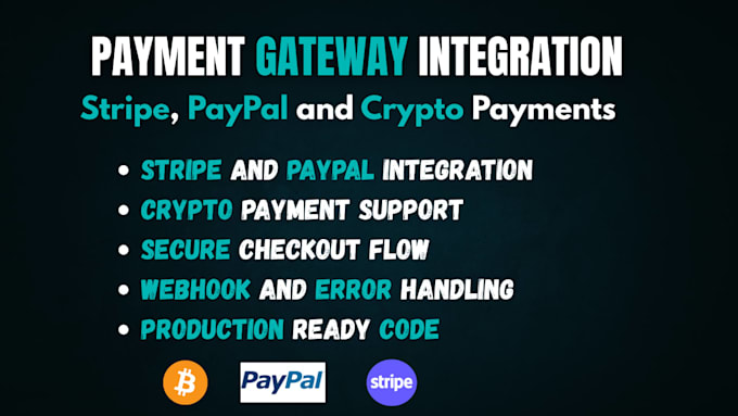 integrate stripe paypal and crypto payment gateway for your website