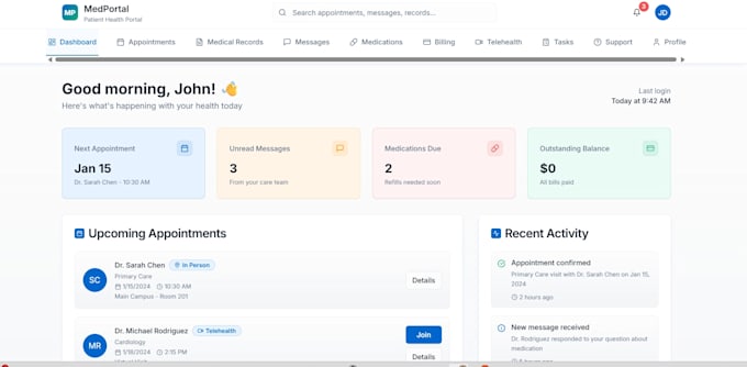 develop a custom healthcare saas or clinic website in next js