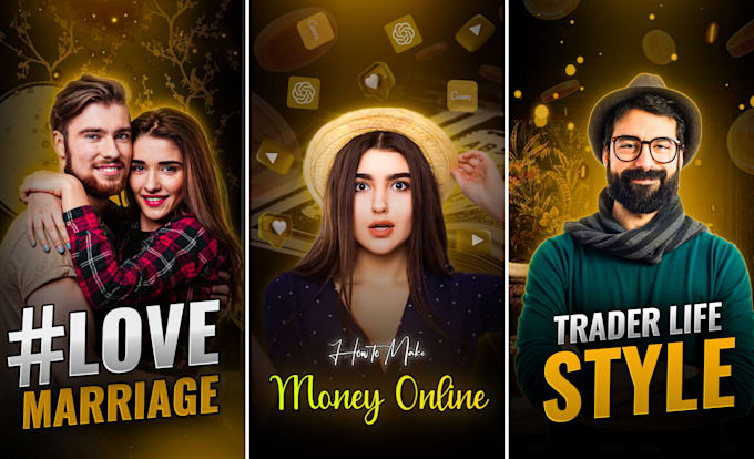 design amazing stylish instagram and youtube reels or shorts cover thumbnails
