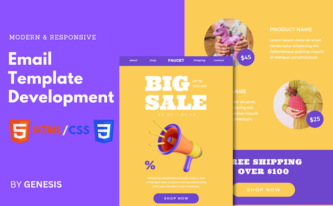 Code custom html email template by Genesisnongo | Fiverr
