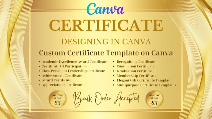 design elegant certificates on canva within 24 hours
