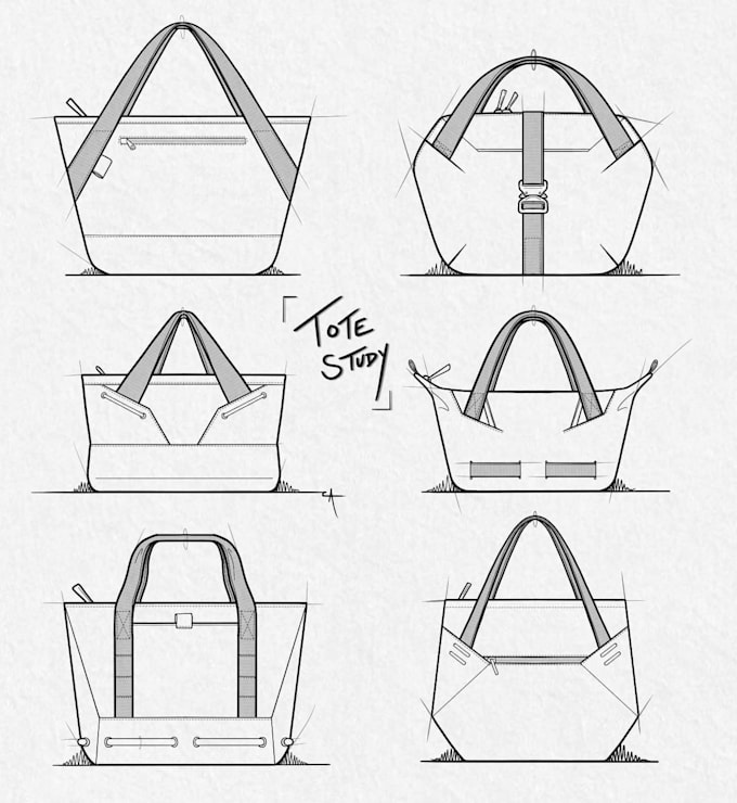 Design any bag tech pack for bags tote bag mylar bag technical drawing