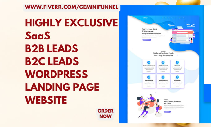 Design saas wordpress landing page saas website saas b2b b2c leads