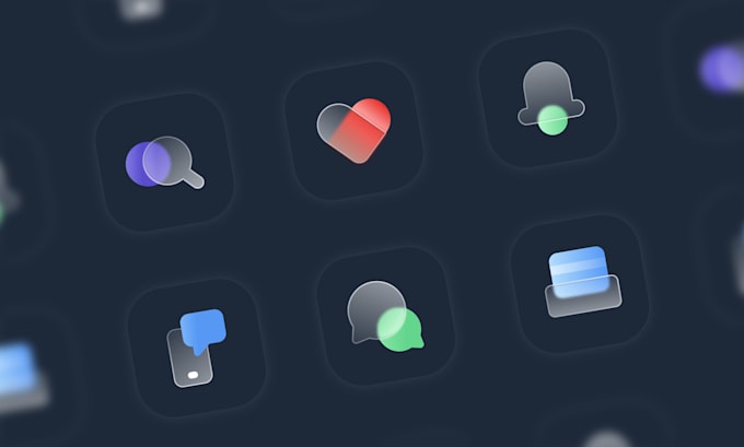 design best glass morphism vector icons for web and apps