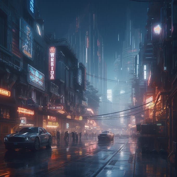 Make a cyberpunk futuristic city art for you by Laudoceros | Fiverr
