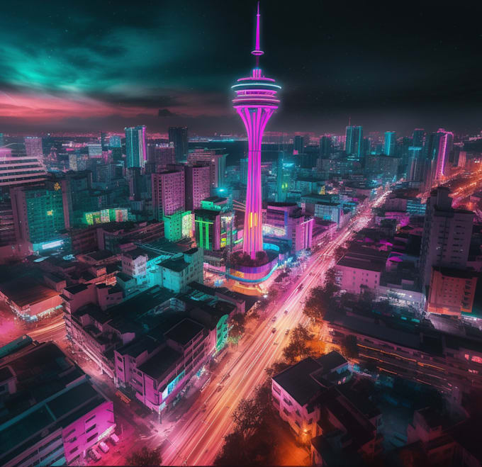 Create futuristic cyberpunk city art background art for you by ...