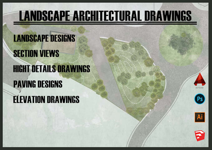 draw 2d landscaping drawing in autocad