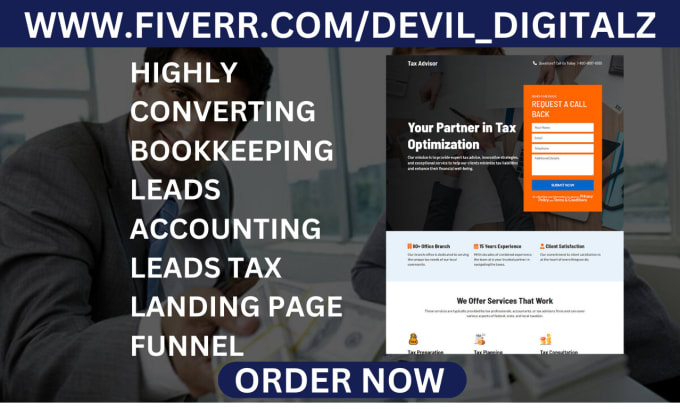 generate exclusive bookkeeping leads accounting leads tax landing page funnel
