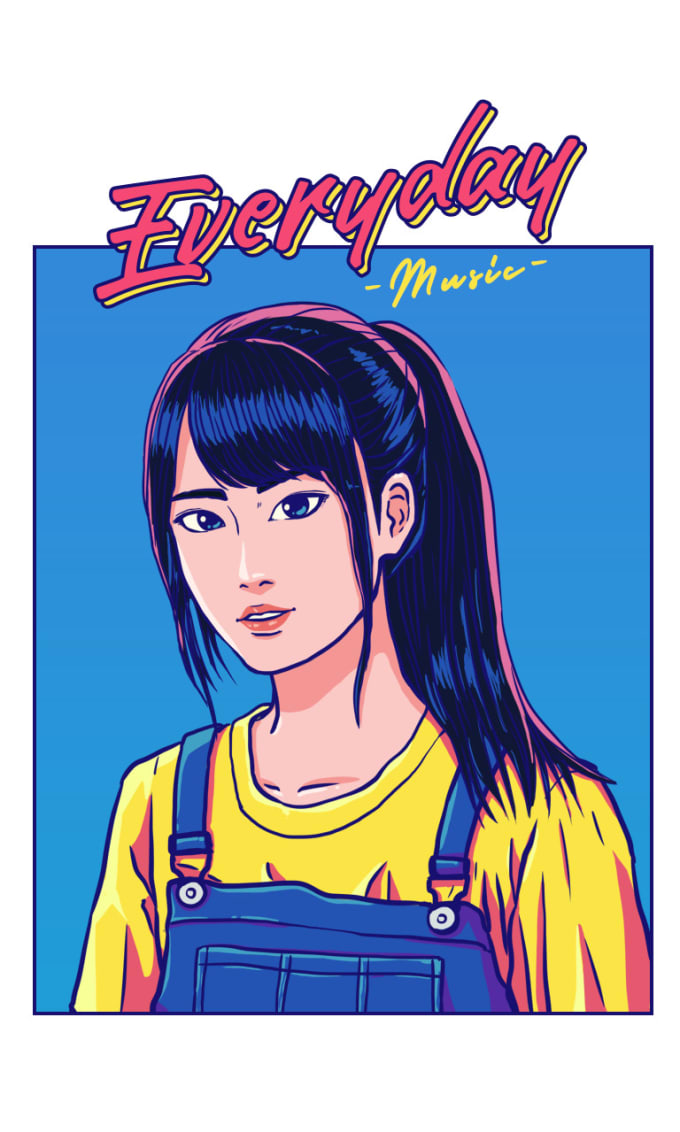 create a illustration in  japanese 80 s city pop vibes