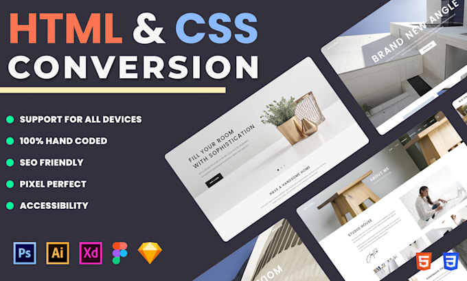 Convert any design to html and css by Millenmarkiv | Fiverr