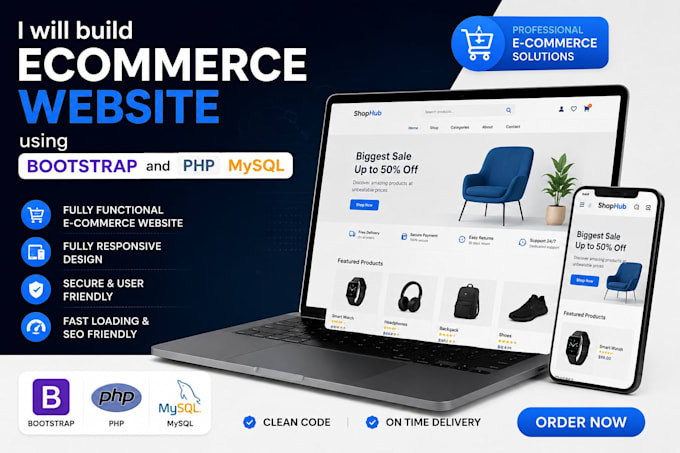 build ecommerce website using bootstrap and PHP mysql