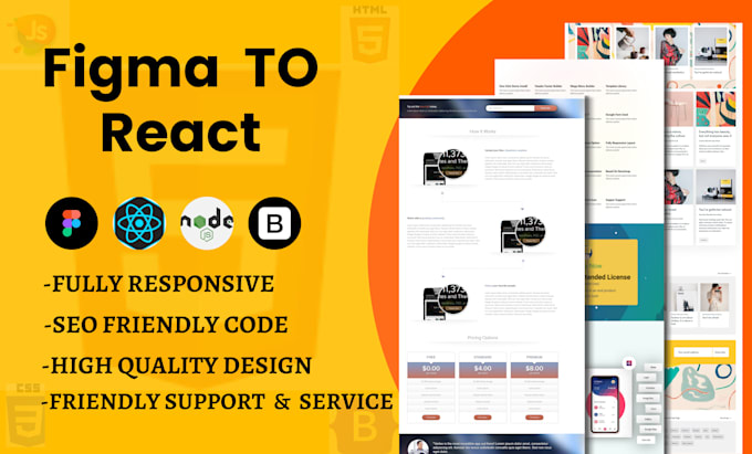 Convert figma design to react responsive website, figma to react ...