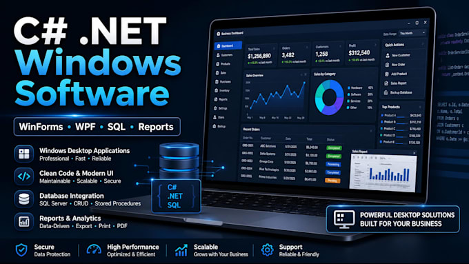 build windows desktop software using c sharp dot net wpf winforms