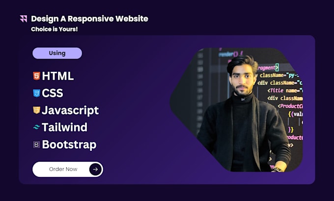 Create and design a responsive website using html, css, js by ...