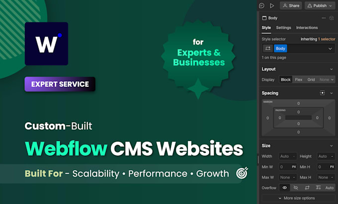 design and build a custom cms website in webflow