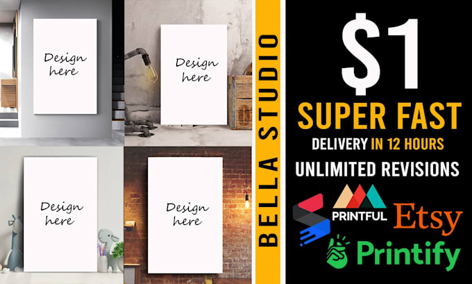 make brilliant realistic canvas wall art mockups