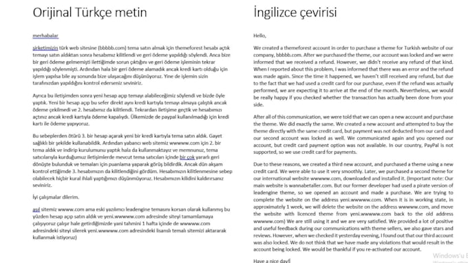 translate english, swedish and spanish to turkish and reverse