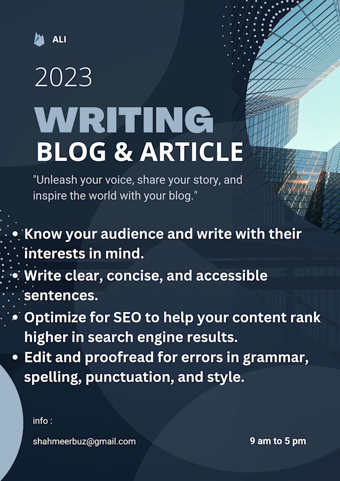 Professionally write blog article services for engaging and informative ...