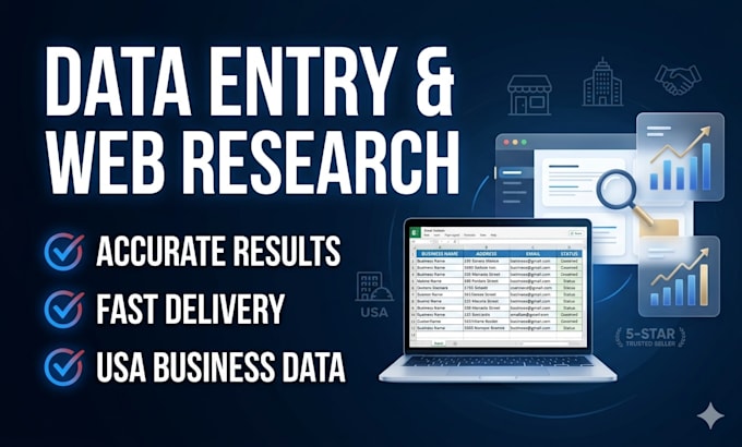 do local USA business data entry and web research with accurate results and fast