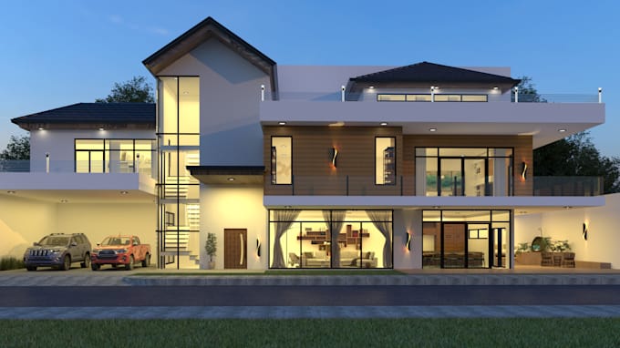 do 3d exterior realistic rendering