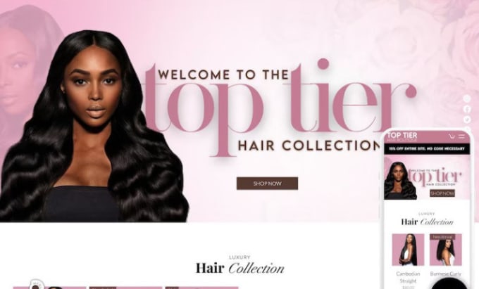 Hair extension shopify store beauty website dropshipping store by Mercy