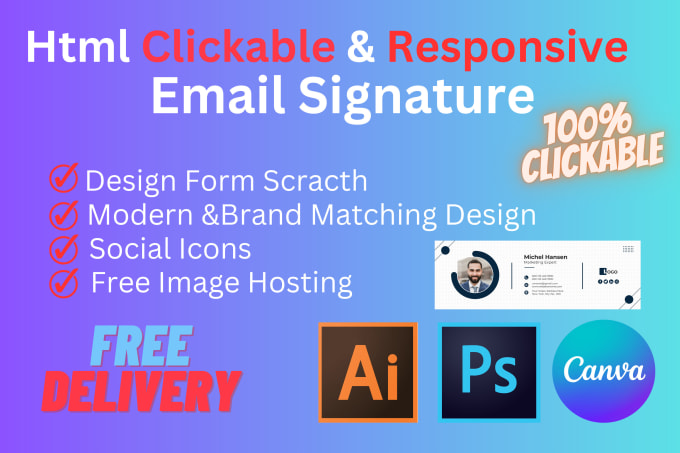 Design clickable html email signature and canva email template by Vijay