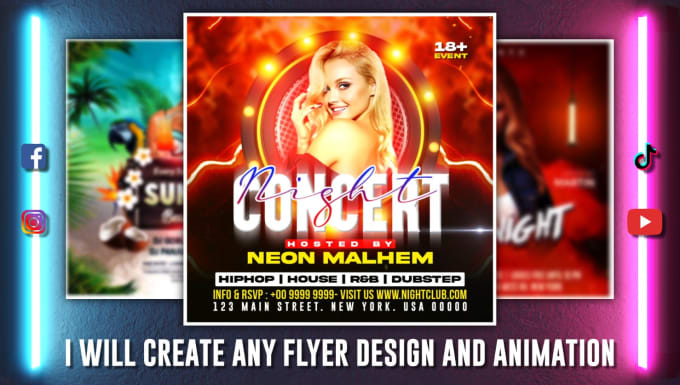 create animated motion graphics flyer for event, party, product or any