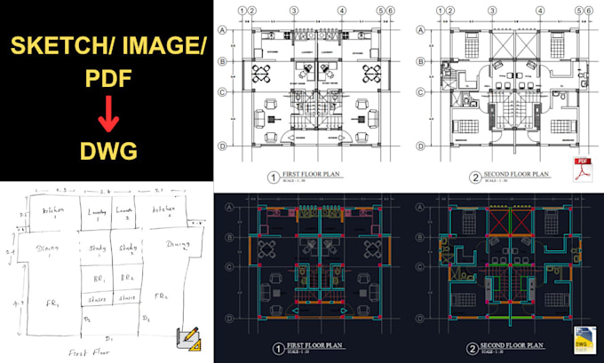 convert any PDF, image or sketch drawing to autocad