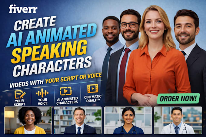 create ai animated speaking characters video with your script or voice