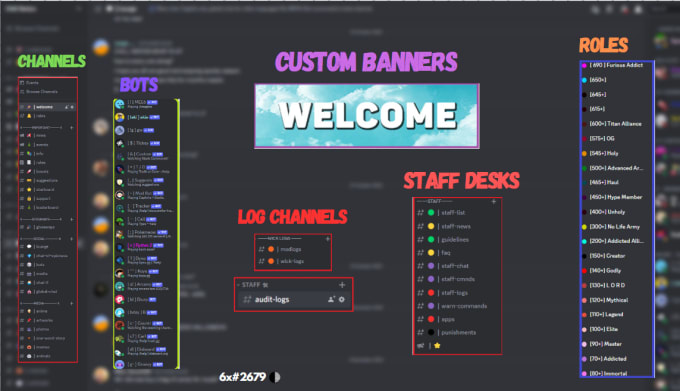 A professional Discord server setup for a Twitch streamer or
