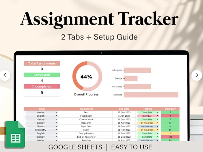 Do assignment tracker google sheets tracking spreadsheet by Design_sama ...
