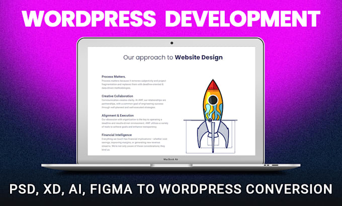 convert a PSD, xd, or figma design into a wordpress development