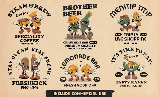 create vintage retro cartoon 30s 70s mascot