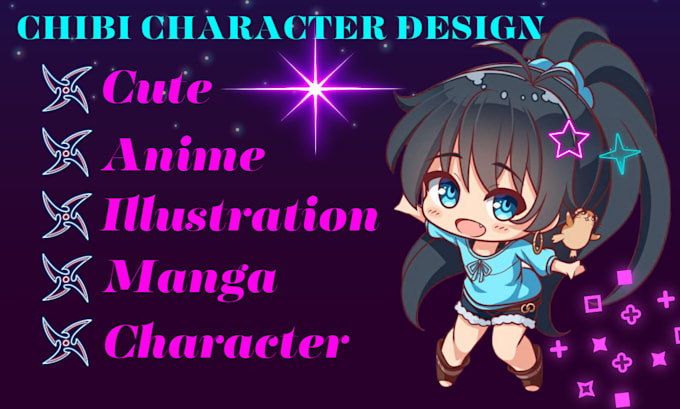 Draw your character in cute chibi art style for illustration